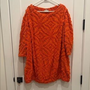 Fabulous textured vintage 60s 70s style tunic / dress tangerine 🍊